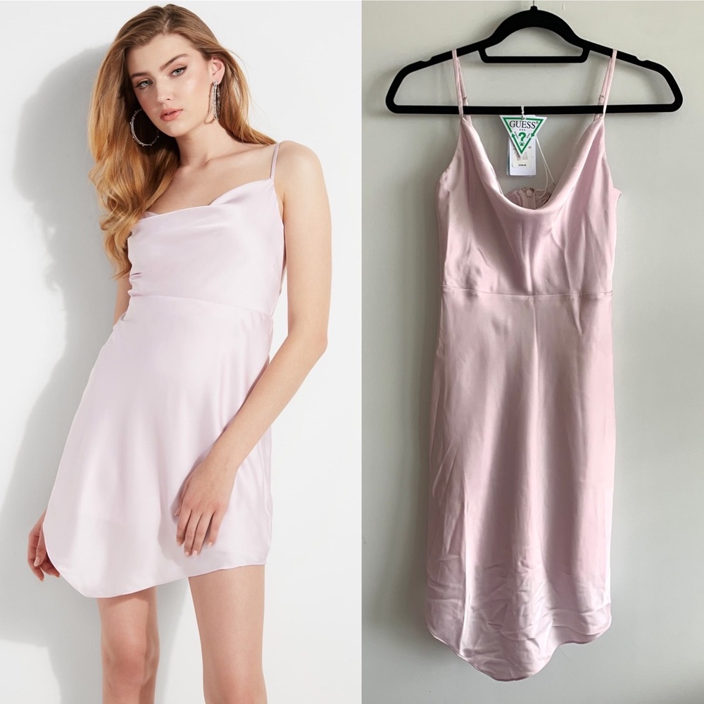 NWT GUESS Lucy Cowl Neck Slip Dress in Lavender Hush